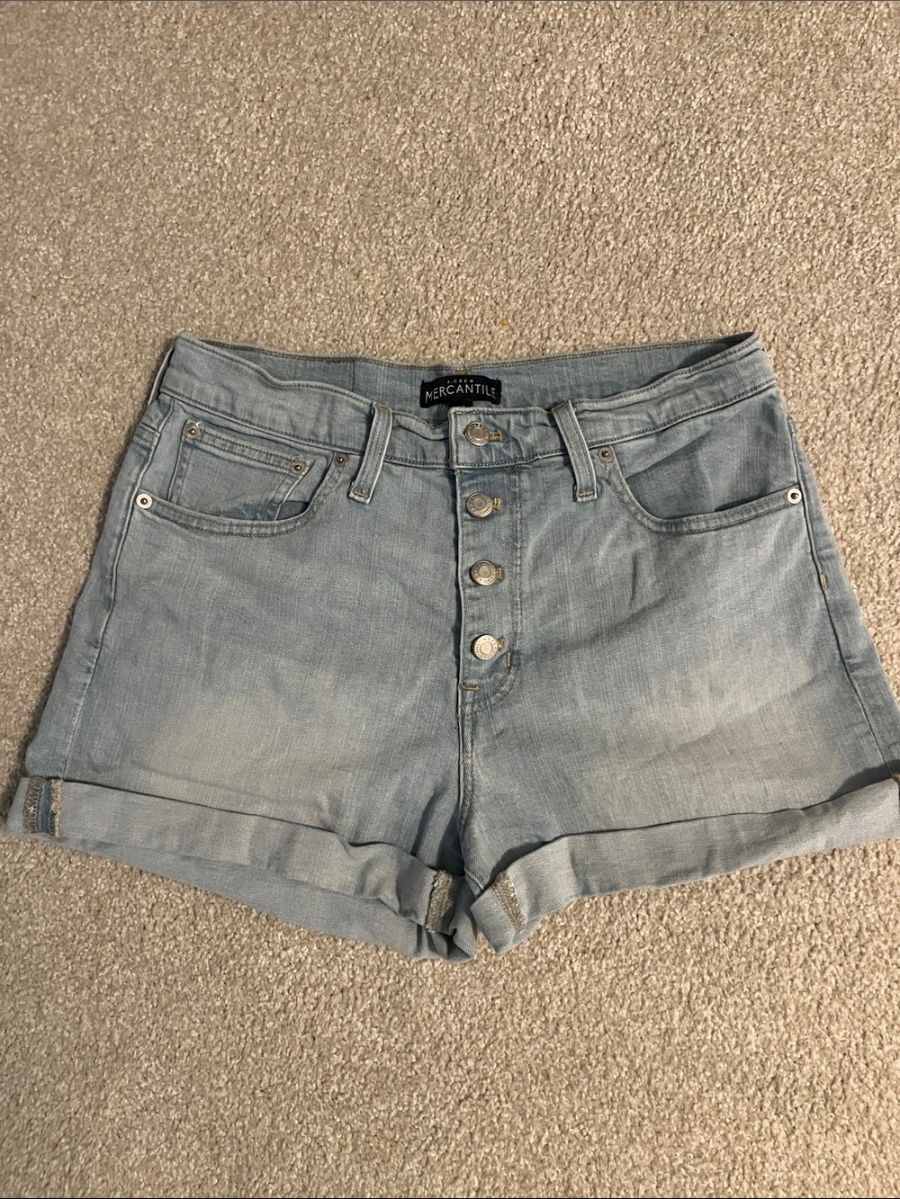 J Crew Mercantile Light Blue Denim Button-Front Women’s Shorts size 29